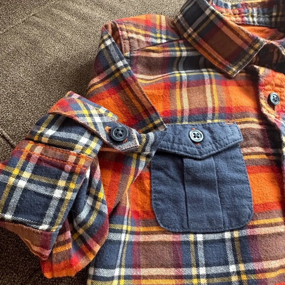 OshKosh B'gosh Plaid Flannel Shirt - Orange and Blue